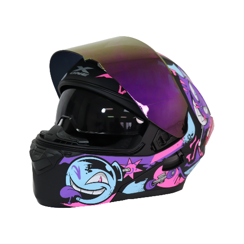 CASCO BURN IT NEGRO/PURPURA M - XONE