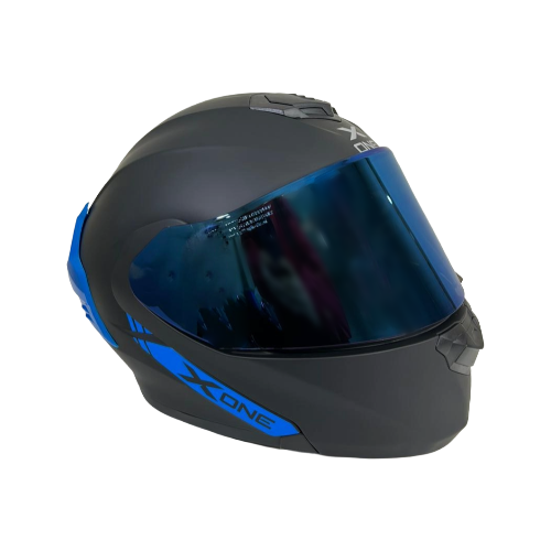 CASCO NEGRO MATE IRIDIUM AZUL M - XONE