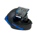 CASCO NEGRO MATE IRIDIUM AZUL M - XONE