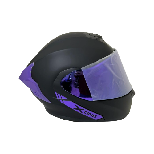 CASCO NEGRO MATE CON MORADO M - XONE