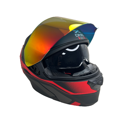 CASCO NEGRO ROJO FIBER M - XONE
