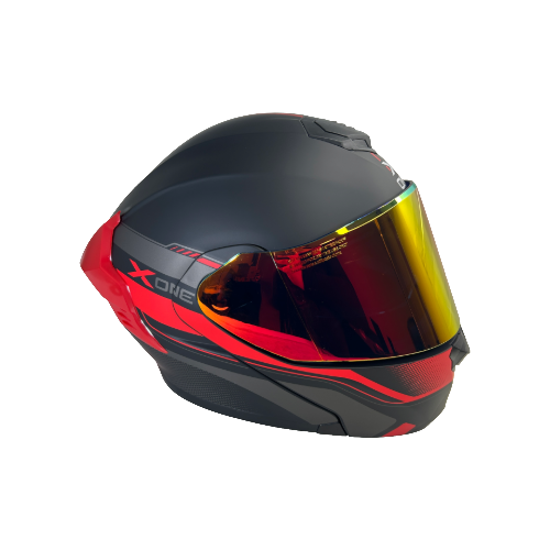 CASCO NEGRO ROJO FIBER M - XONE