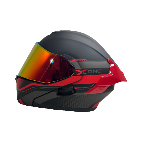 CASCO NEGRO ROJO FIBER M - XONE