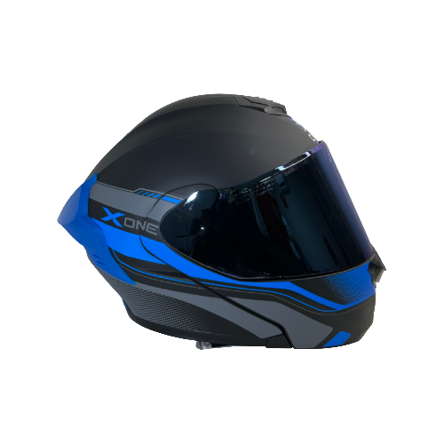 CASCO NEGRO AZUL FIBER M - XONE