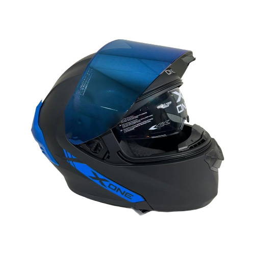 CASCO NEGRO MATE IRIDIUM AZUL M - XONE