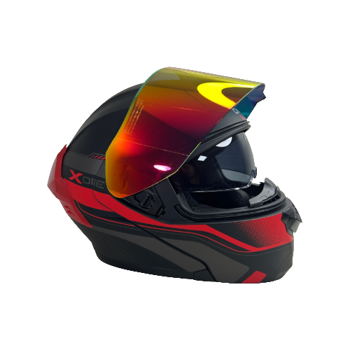 CASCO NEGRO ROJO FIBER M - XONE