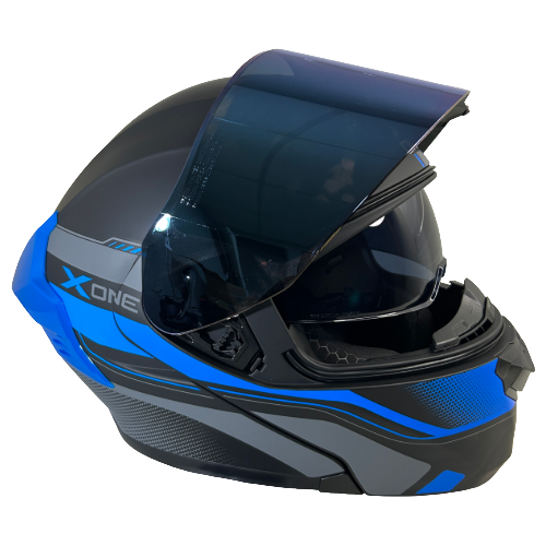 CASCO NEGRO AZUL FIBER M - XONE