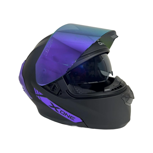 [XONE- NM-NMO-M] CASCO NEGRO MATE CON MORADO M - XONE